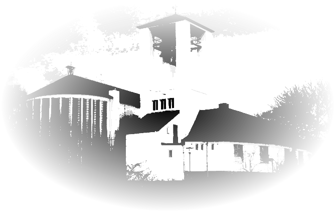 Pfarrkirche St. Johann Baptist Hünshoven mit Glockenturm und Pfarrheim - Foto: Theo Boomers